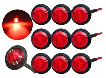 10x LAMPA OBRYSOWA W OTWÓR 19mm okrągła 1 LED obrysówki 12V CZERWONA