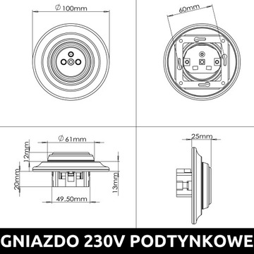 РОЗЕТКА ДЛЯ СКРЫТОГО МОНТАЖА КЕРАМИЧЕСКАЯ, БЕЛАЯ С РАМКОЙ 2GP03W