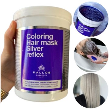 KALLOS KJMN maska do włosów blond REFLEX SILVER 1000ml niweluje żółte tony