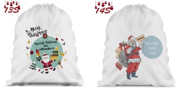 Worek na Prezenty Nadruk Święta Mikołaj 80 x 60 cm Opakowanie