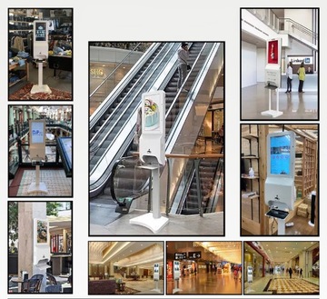 Рекламная станция + дезинфекция рук + измерение температуры.