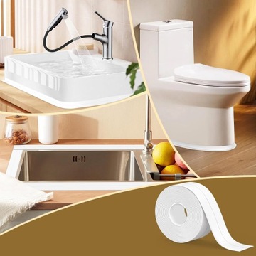 2 РОЛИКА УПЛОТНИТЕЛЬНОЙ ЛЕНТЫ ДЛЯ ВАННЫ, САМОКЛЕЯЩАЯСЯ, ВОДОНЕПРОНИЦАЕМАЯ, ВАННЫ