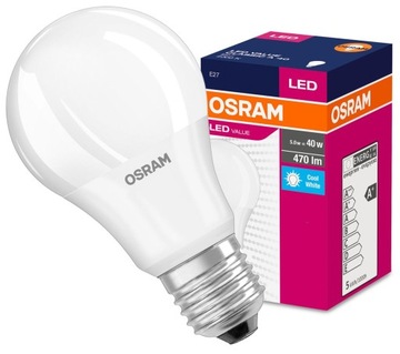 Żarówka LED E27 A60 5,5W = 40W 470lm 4000K Neutralna 360° OSRAM