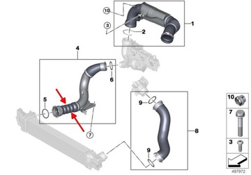 BMW F45 F46 F48 F39 X1 TRUBKA WAZ TURBO INTERCOOLER