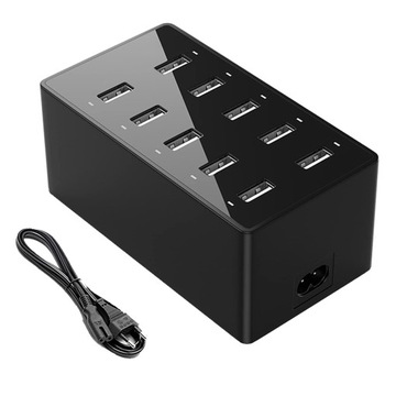 Ładowarka USB x10 sieciowa uniwersalna 50W WIELOPORTOWA STACJA ŁADUJĄCA
