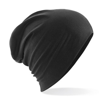 CZAPKA OVERSIZE BEANIE BAWEŁNA SMERFETKA CZARNA