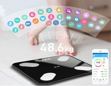 АНАЛИТИЧЕСКИЕ ВЕСЫ ДЛЯ ВАННОЙ ТОНКИЕ 180 КГ SMART + 31 в 1 ANDROID iOS ТОЧНОСТЬ