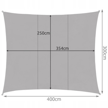 ŻAGIEL OGRODOWY PRZECIWSŁONECZNY 4x3 m PARASOL MARKIZA UV PROSTOKĄTNY SZARY