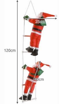 ŚWIĘTY MIKOŁAJ NA DRABINIE ŚWIĄTECZNY DEKORACJA BALKON KOMIN OZDOBA 120CM
