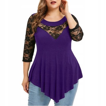 TW PIĘKNA BLUZKA TUNIKA Z KORONKĄ PLUS SIZE, 3XL