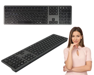 KLAWIATURA BLUETOOTH Z CYRYLICĄ NOŻYCOWA QWERTY USB-C BLOK NUMERYCZNY SZARA