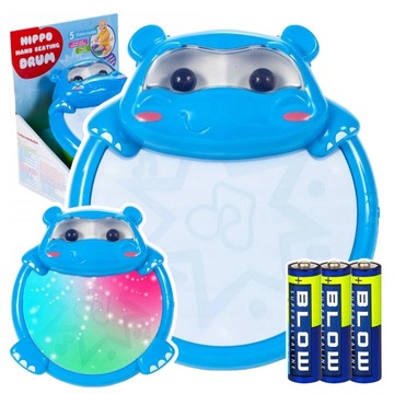 ИНТЕРАКТИВНЫЙ БАРАБАН ДЛЯ ДЕТЕЙ HIPCIO МУЗЫКАЛЬНАЯ ИГРУШКА СВЕТИЛЬНИКИ + БАТАРЕИ