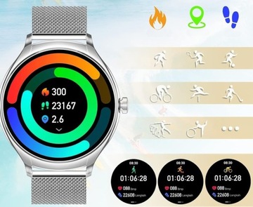 Zegarek Damski SMARTWATCH Rubicon ROZMOWY KROKI SMS 360x360 MENU PL 230mAh