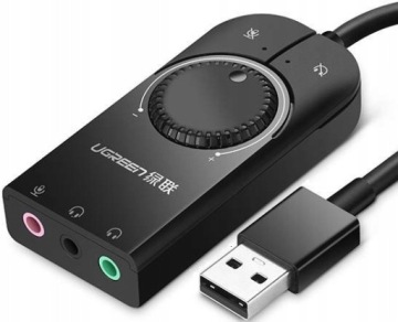 ЗВУКОВАЯ КАРТА UGREEN USB НАУШНИКИ МИКРОФОН 15 СМ