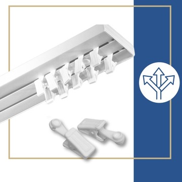 Двойной карниз, двухрядный, потолочный рельс, с крышкой, 9см, 2-полосный, 250см