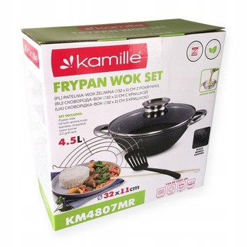 Wok żeliwny z pokrywą indukcja 32cm/11cm 4.5L