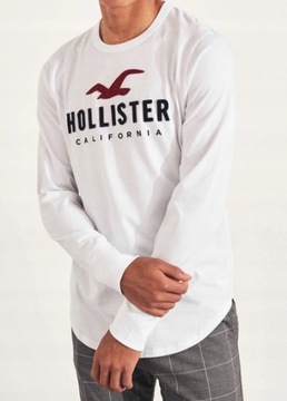 HOLLISTER Biały Long-Sleeve Długi Rękaw Logo _ S
