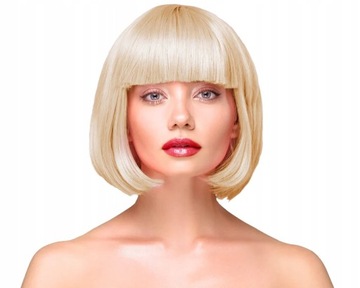 Peruka imprezowa włosy krótkie proste blond Bob Karnawał fotobudka bal