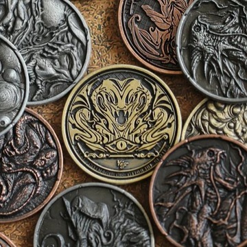 MITOLOGIA CTHULHU - YIG ZESTAW 9 METALOWYCH MONET LARP RPG