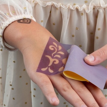 2x МАРКЕРА KIDEA GLITTER TATTOO MARKER с трафаретами, 6 маркеров, 20 трафаретов