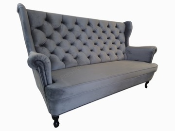 SOFA 3 Chesterfield Pinezki GŁĘBOKO-PIKOWANE Uszak
