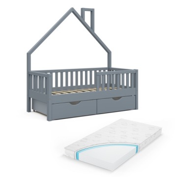 ŁÓŻECZKO NOEMI ANTRACYT Z MATERACEM I SZUFLADAMI