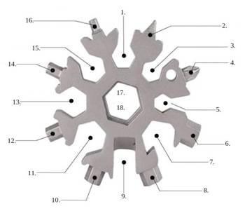 МУЛЬТИТУЛ КЛЮЧ СНЕЖИНКА 18 В 1