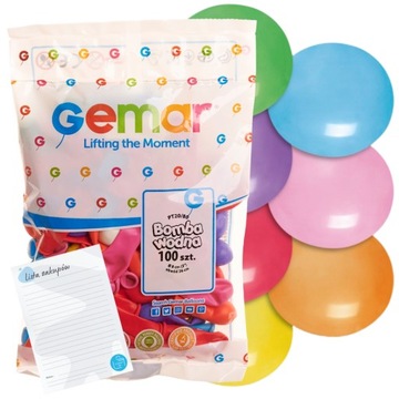 Balony małe BOMBY WODNE mix kolorów x100 szt baloniki na wodę+ lista