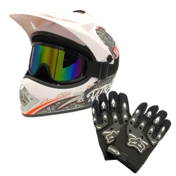 ДЕТСКИЙ ШЛЕМ ДЕТСКИЙ КРОСС-ЭНДУРО ВЕЛОСИПЕД ДЛЯ КРОССА QUAD LIGHT M ОЧКИ