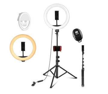 Lampa Led LAMPA PIERŚCIENIOWA LED RING MAKIJAŻ STATYW SELFIE PILOT 153 cm