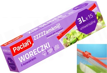 PACLAN WORECZKI STRUNOWE Z SUWAKIEM TOREBKI DO ŻYWNOŚCI 3L - 15 SZT