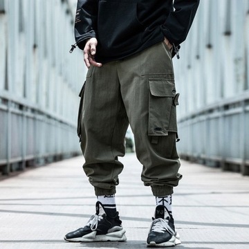 Streetwear Black Cargo Pants Mens Plus Size Hip Ho