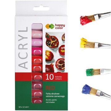 Happy Color FARBY AKRYLOWE 10 odcieni czerwonego