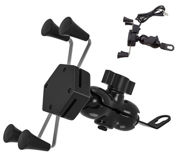 UCHWYT MOTOCYKLOWY NA TELEFON NA RAMĘ + ŁADOWARKA USB DO AKUMULATORA AP14A