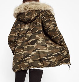 ZARA KURTKA PARKA MORO KHAKI KAPTUR FUTERKO L