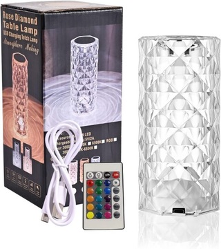 LAMPKA BIURKOWA LED KRYSZTAŁOWA DIAMENTOWA RGB DOTYKOWA + PILOT USB