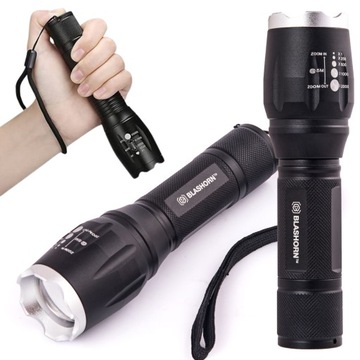 Latarka Taktyczna LED CREE XML-T6 - ZOOM Z AKUMULATOR 5 TRYBÓW DUŻY ZASIĘG