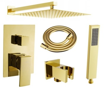 MEXEN UNO DR02 ZESTAW PODTYNKOWY PRYSZNICOWY ZŁOTY