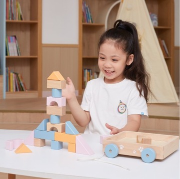 VIGA PolarB НАБОР ДЕРЕВЯННЫХ БЛОКОВ ПАСТЕВЫХ С ТЕЛЕЖКОЙ