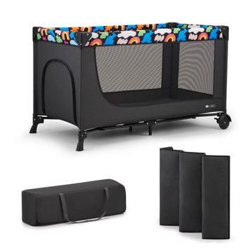Kinderkraft Łóżeczko turystyczne+torba 2w1 kojec składne JOY 2 Happy Shapes