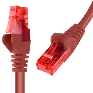Kabel LAN RJ45 CAT 6 U/UTP AWG24 czerwony 3m