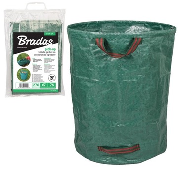 DUŻY WIELOFUNKCYJNY KOSZ OGRODOWY NA LIŚCIE TRAWĘ 270L SKŁADANY BRADAS