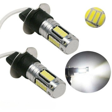 2x СВЕТОДИОДНЫЕ ЛАМПЫ H3 SMD 4014 DRL 6500K Мощные БЕЛЫЕ