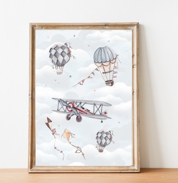 Plakaty Retro samoloty, balony, latawce 27 WZORÓW A3