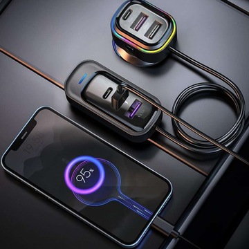 АВТОМОБИЛЬНОЕ ЗАРЯДНОЕ УСТРОЙСТВО 4x USB 2x USB-C тип C PD 66 Вт РАЗВЕТВИТЕЛЬ БЫСТРО МОЩНЫЙ