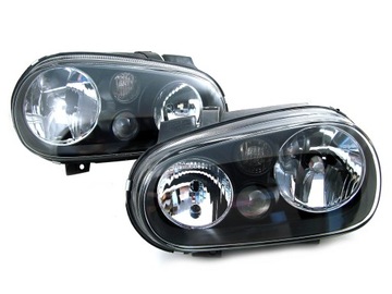 VW Golf 4 IV lampy przednie reflektory przód Depo H7/H1 black z halogenem