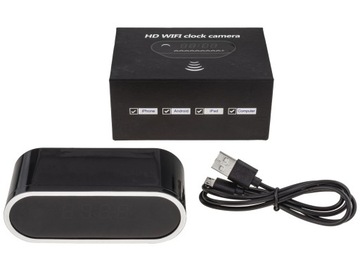 BUDZIK Z UKRYTĄ KAMERĄ SZPIEGOWSKĄ NA WIFI FULL HD ZEGAR LED DO 128 GB