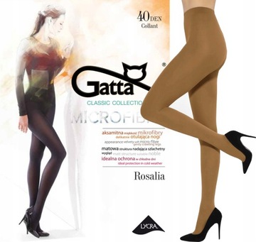 rajstopy GATTA 40 den kryjące ROSALIA mikrofibra gładkie BEIGE # 5 XL