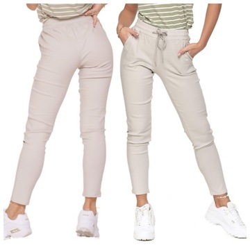 JOGGERY SPODNIE ELASTYCZNE DAMSKIE ELEGANCKIE WYSOKI STAN GUMKA MORAJ XXL