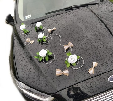 Dekoracja samochodu rustykalna ozdoby na auto ślub